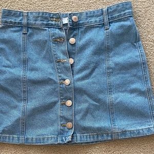 jean button down mini-skirt